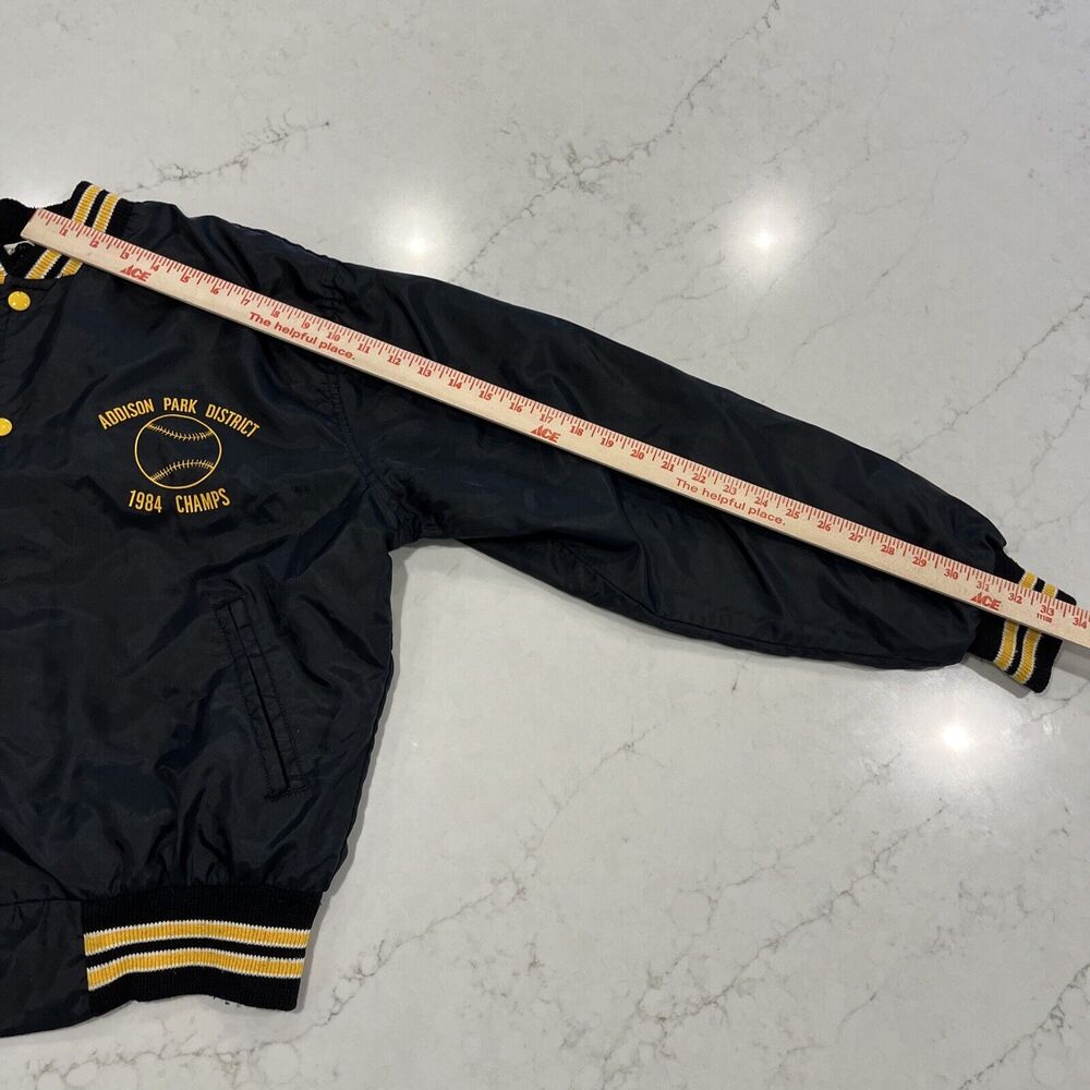 West Wind Large Vintage Nylon Stripe Collar Snap Bomber Jacket 80s Champs USA - Picture 10 of 14